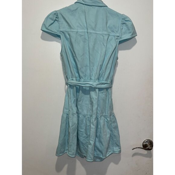 Alice + Olivia Miranda Puff Sleeve Denim Mini Dress in Rockstar Blue Size 4 - Picture 9 of 12